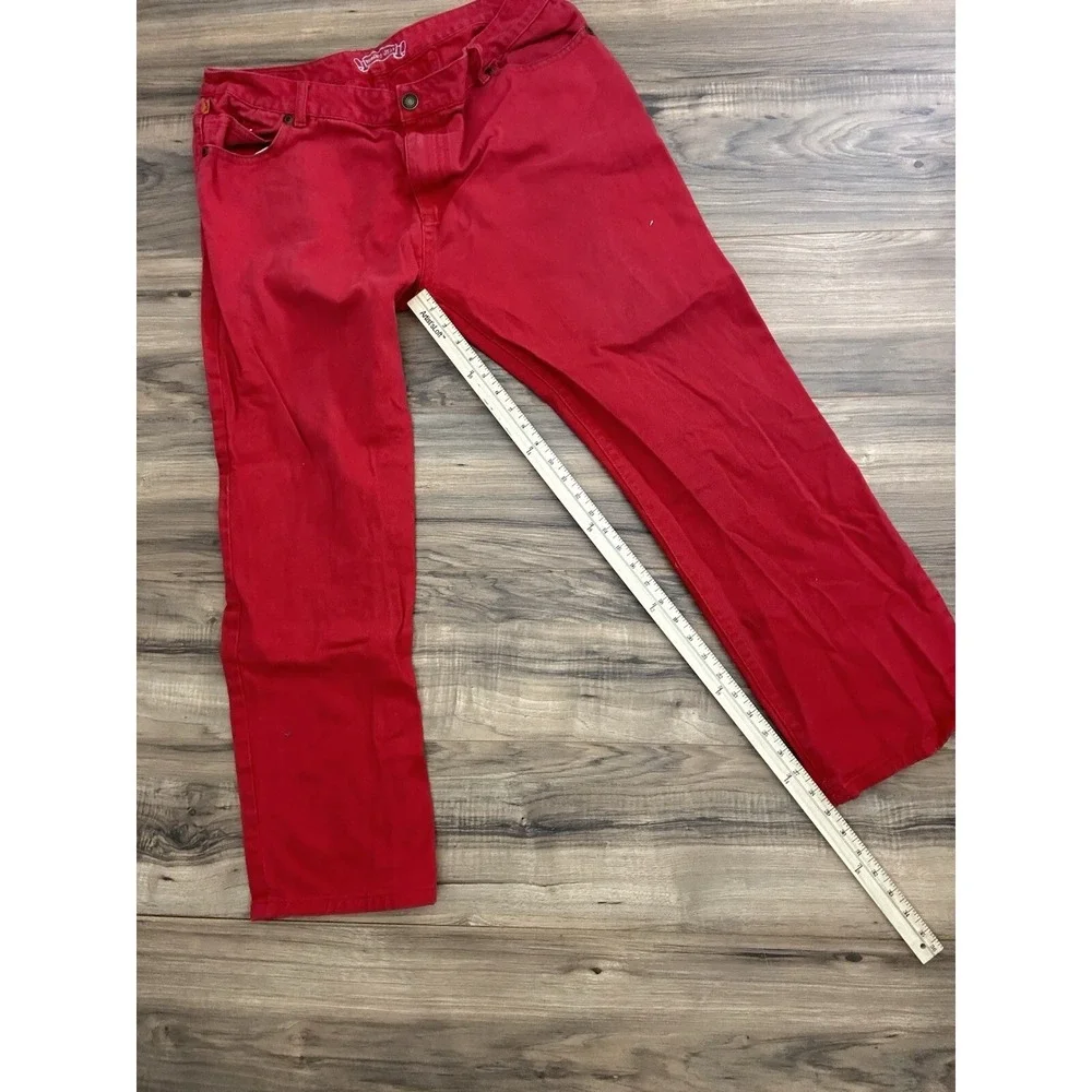 Robin's Jean‎ Men's Straight Fit Jeans Size 42 Red Rhinestone Back Pocket Flap